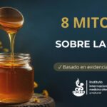 Beneficios de la miel: ilustración que representa ocho mitos analizados con evidencia científica sobre el consumo de miel.
